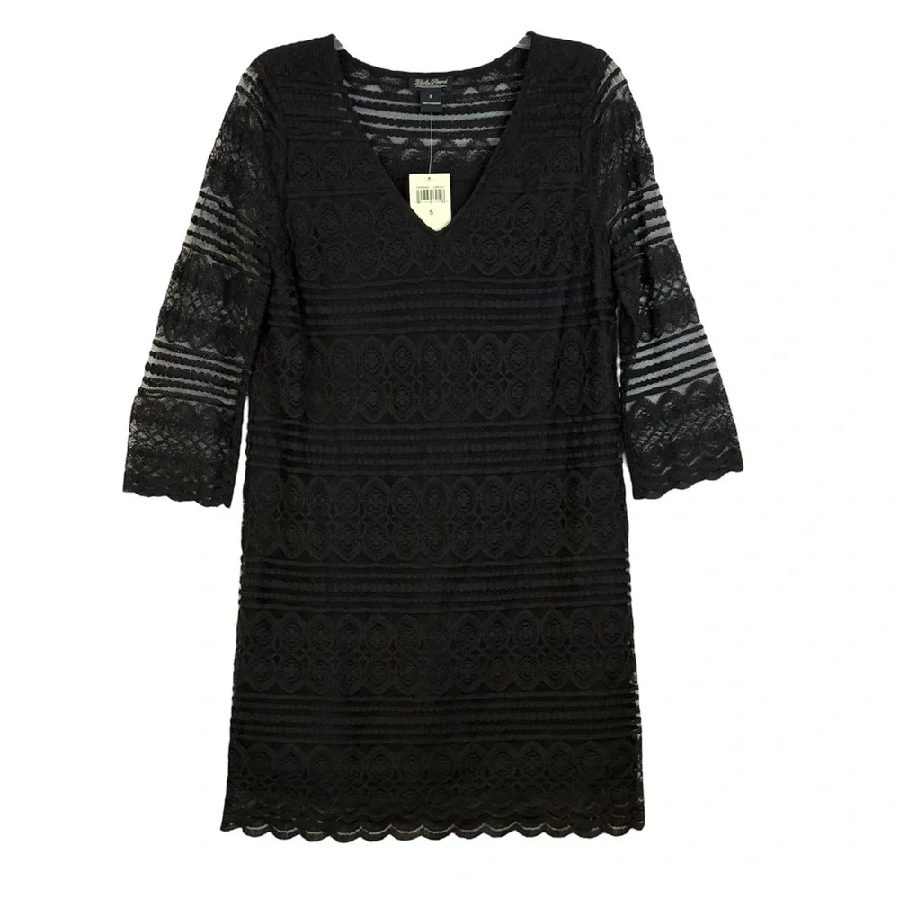 NWT Lucky Brand Dress Black Floral Lace Size Small Fully lined Boho Festive NEW